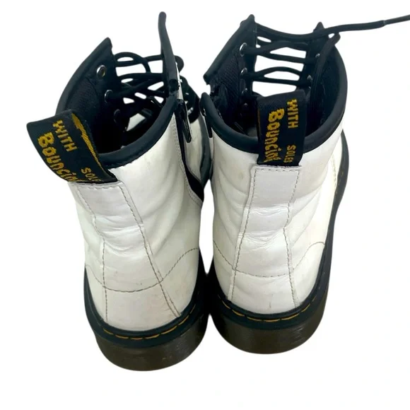 Dr.Martens‎ White Leather Lace Up/ Zipper Closure Boots Mens S4 Ladies Size 5